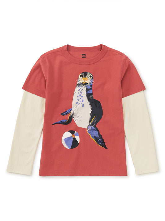 Tea Collection Boys Maroon Seal T-Shirt Size: 9-12 Months Maroon Seal