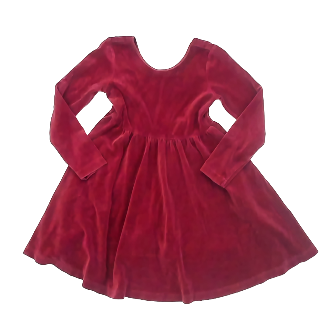 Hanna Andersson Girls Maroon Velour Dress Size: 6-7 Years Maroon Velour