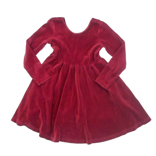 Hanna Andersson Girls Maroon Velour Dress Size: 6-7 Years Maroon Velour