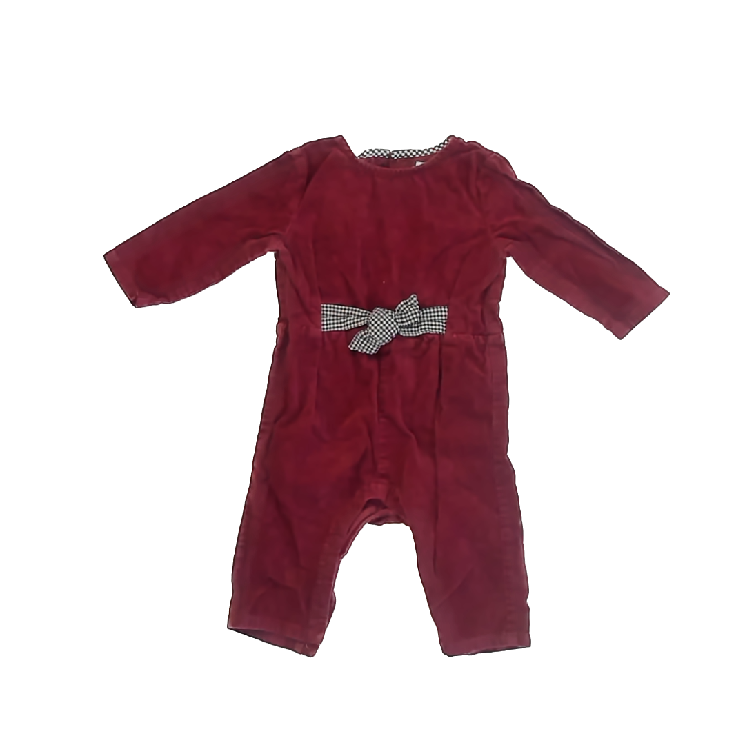 Zara Girls Maroon Velvet Romper Size: 9-12 Months Maroon Velvet