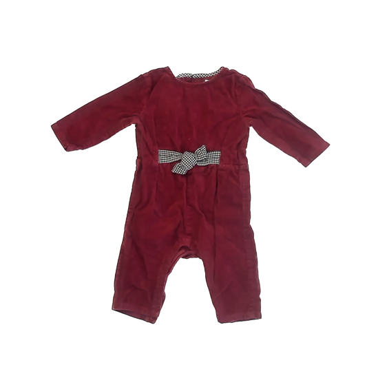 Zara Girls Maroon Velvet Romper Size: 9-12 Months Maroon Velvet