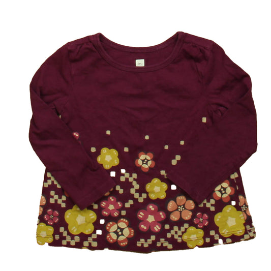 Tea Girls Maroon | Yellow Floral T-Shirt Size: 2T Maroon | Yellow Floral