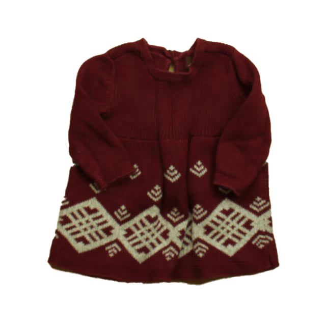 Tea Girls Maroon Sweater Dress Size: 6-9 Months