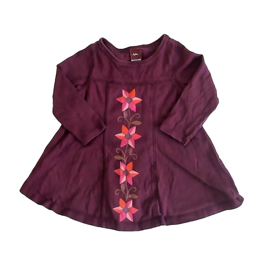 Tea Girls Maroon Dress Size: 6-12 Months Maroon