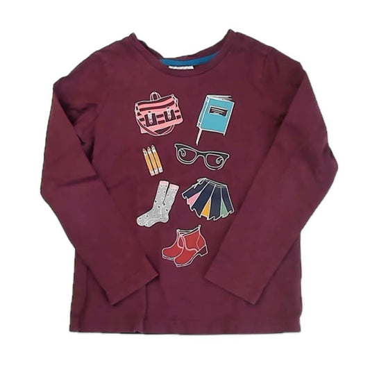 Hanna Andersson Girls Maroon Long Sleeve T-Shirt Size: 6 Years Maroon