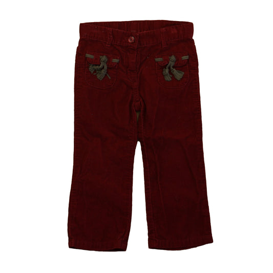 Janie and Jack Girls Maroon Corduroy Pants Size: 2T Maroon