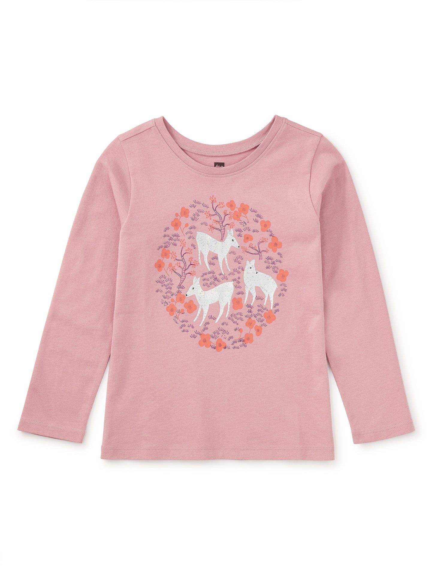 Tea Collection Girls Mauve Deer Long Sleeve T-Shirt Size: 5T Mauve Deer