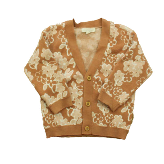 Grayson Collection Girls Mauve Floral Cardigan Size: 12 Months