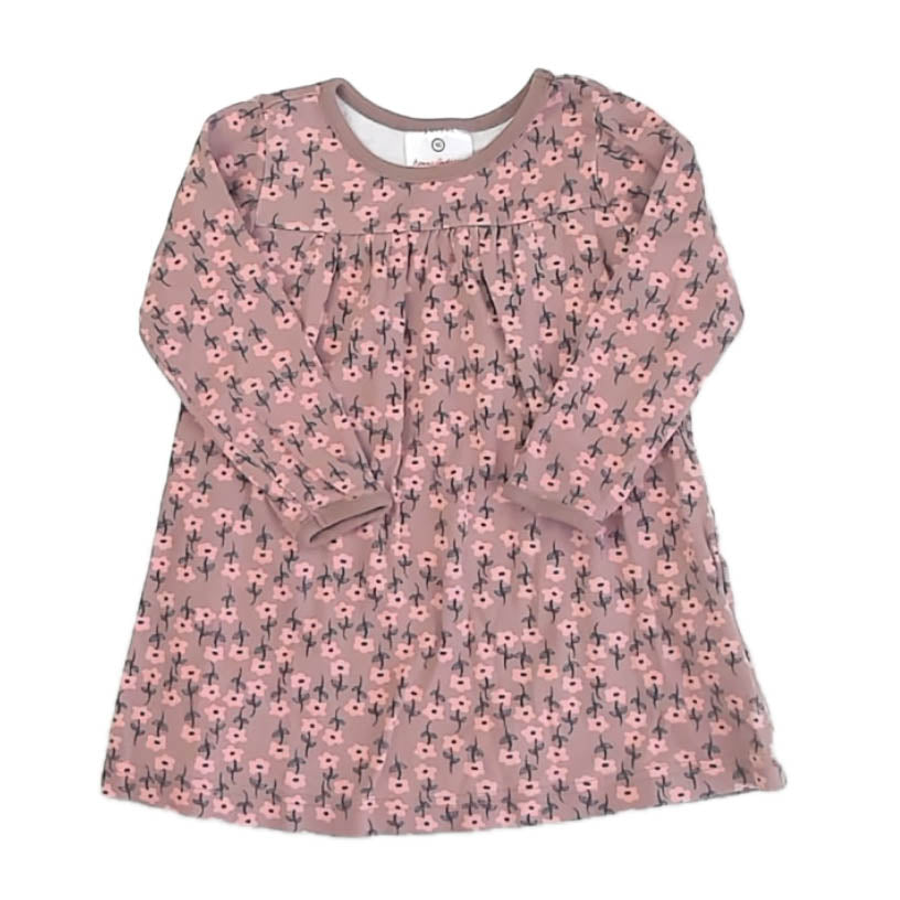 Hanna Andersson Girls Mauve Floral Dress Size: 3T Mauve Floral
