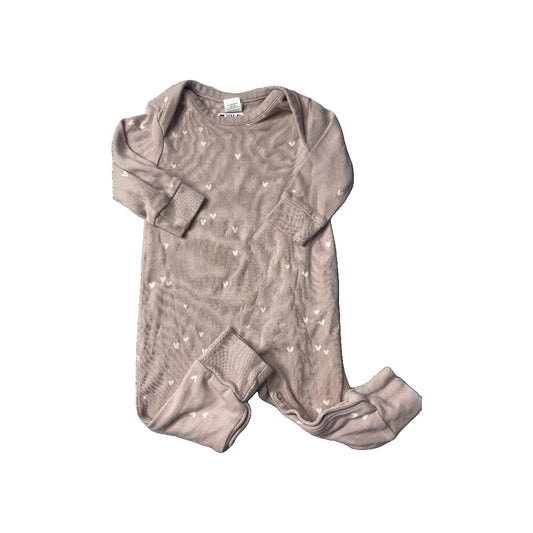 Colored Organics Girls Mauve | Hearts Long Sleeve Outfit Size: 3-6 months Mauve | Hearts