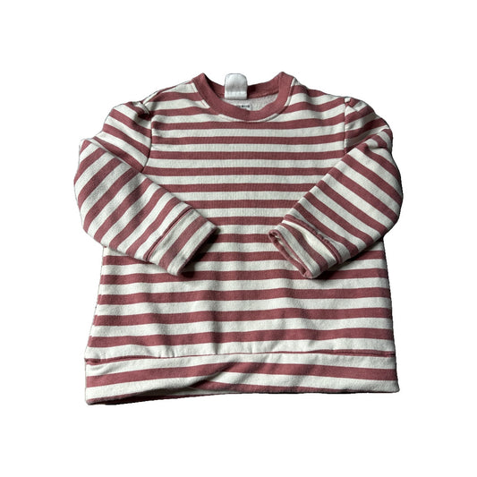 Mighty Girls Mauve | White | Stripe Sweatshirt Size: 3T Mauve | White | Stripe