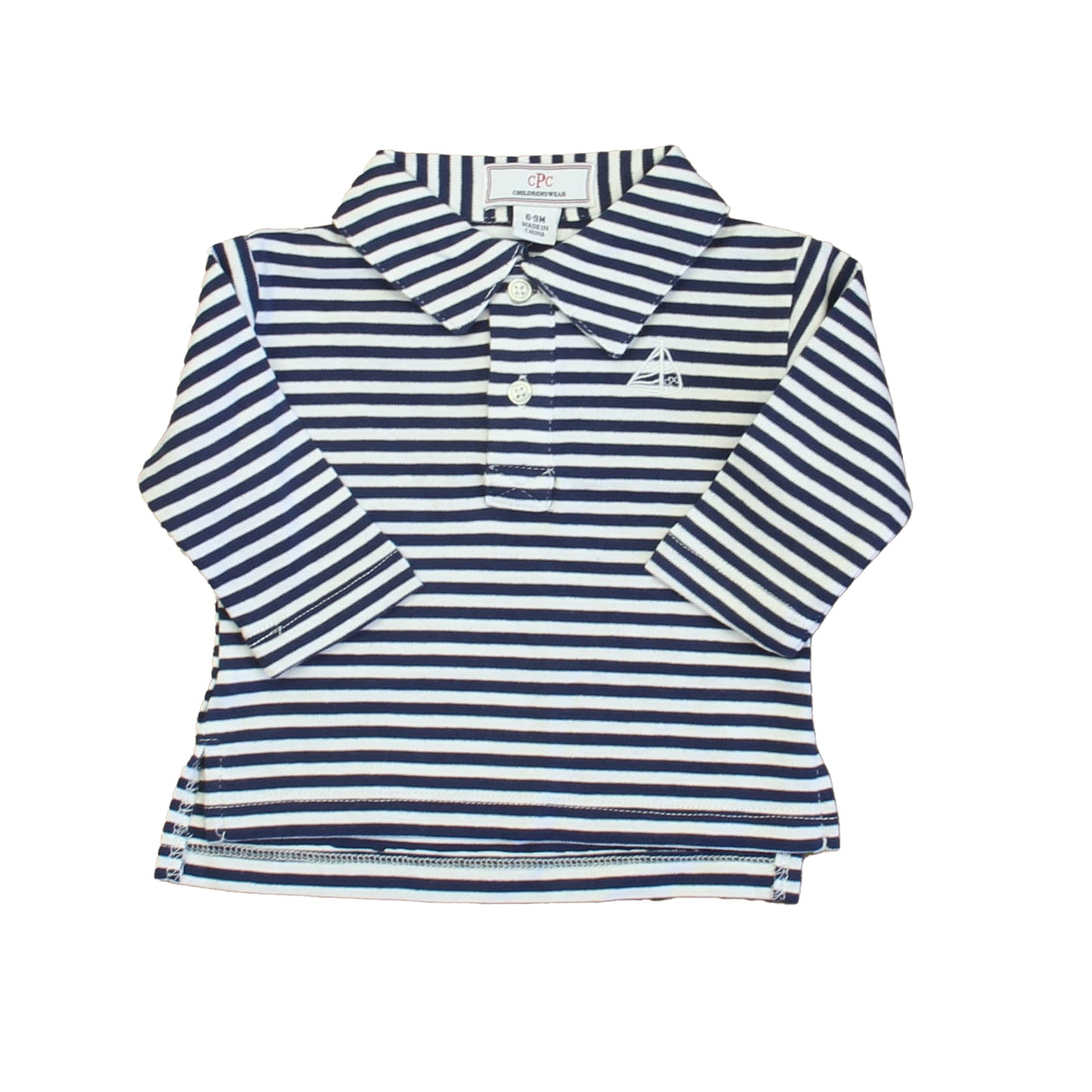 Classic Prep Boys Medieval Blue | Bright White Rugby Shirt Size: 6-9 Months Medieval Blue | Bright White