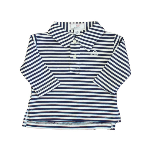 Classic Prep Boys Medieval Blue | Bright White Rugby Shirt Size: 6-9 Months Medieval Blue | Bright White
