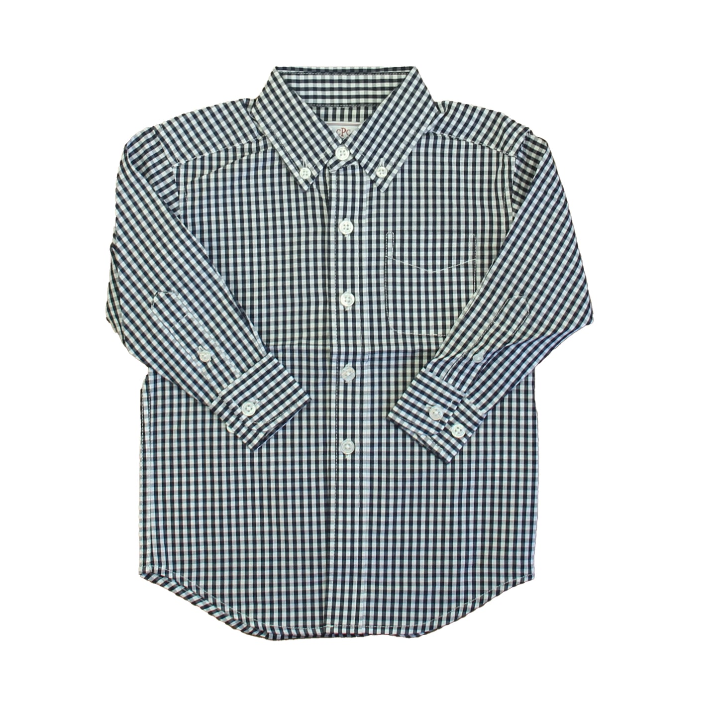 Classic Prep Boys Medieval Blue Gingham Button Down Long Sleeve Size: 2-5T