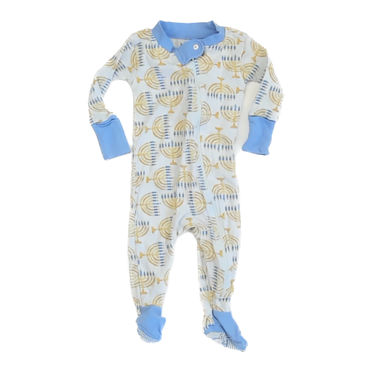 Burt's Bees Boys Menorah 1-piece footed Pajamas Size: 0-3 Months Menorah