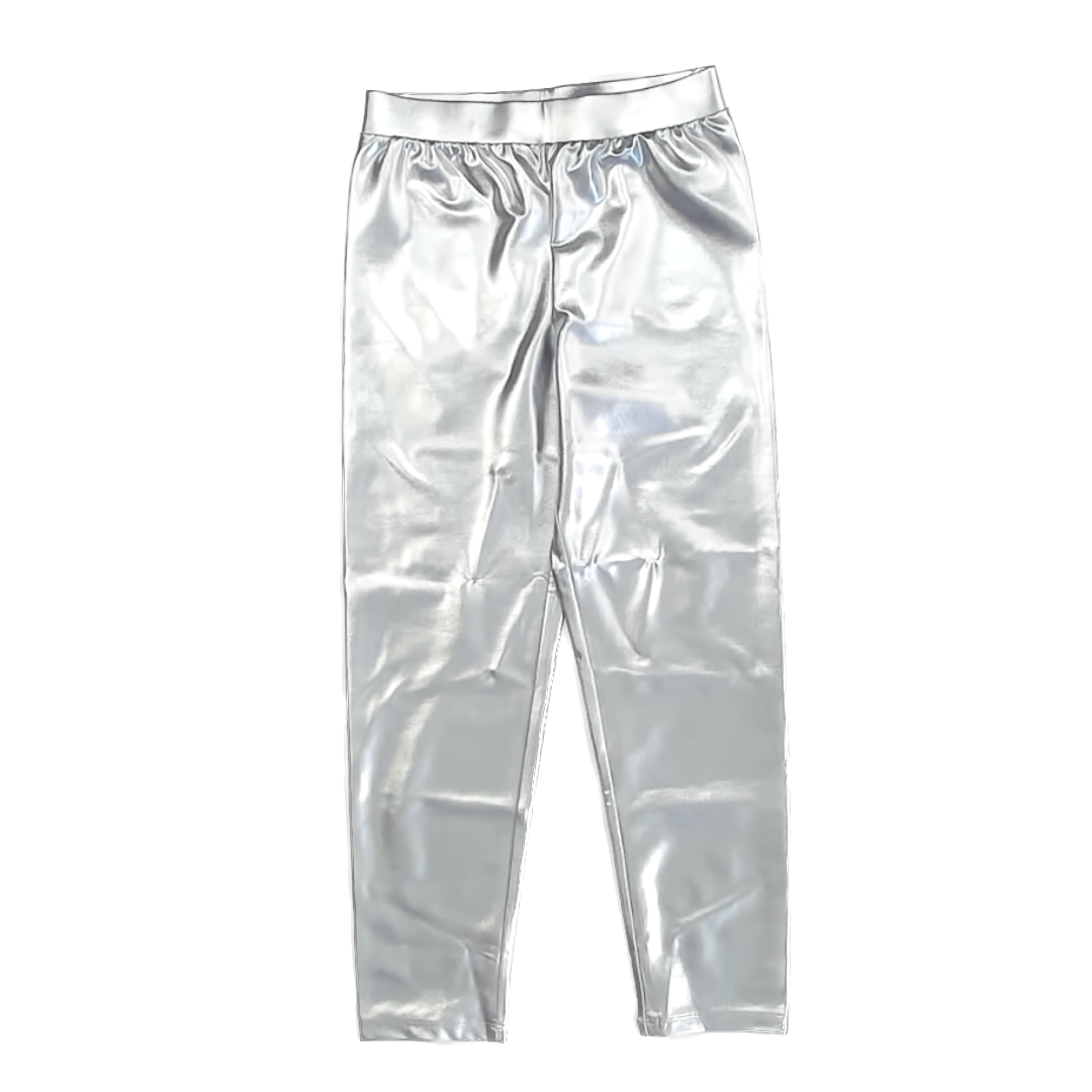Gap Girls Metallic Silver Leggings Size: 10 Years Metallic Silver