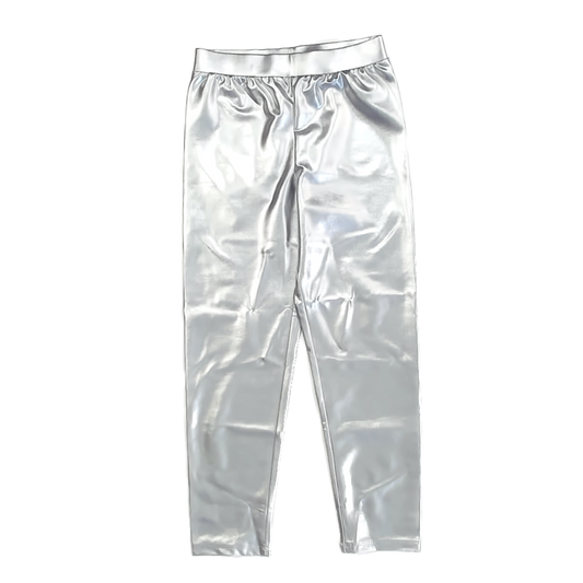 Gap Girls Metallic Silver Leggings Size: 10 Years Metallic Silver