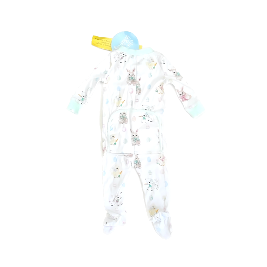 Classic Whimsey Girls Mint Bunnies 1-piece footed Pajamas Size: 3-6 Months Mint Bunnies