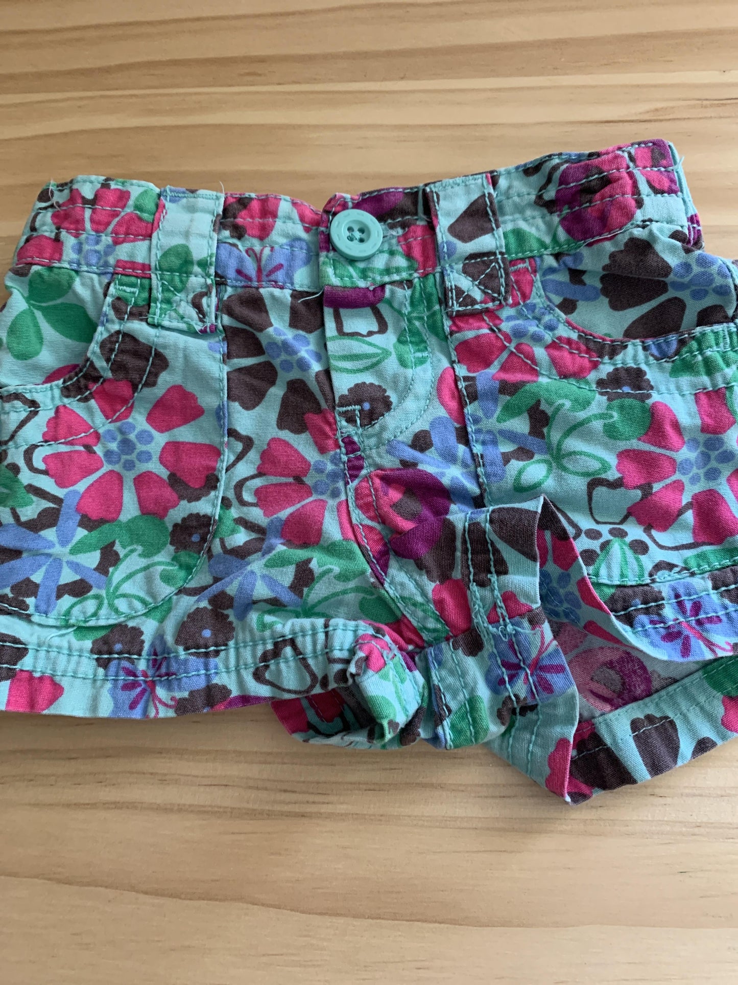 Girls Mint | Flowers Shorts Size: 12M Mint | Flowers