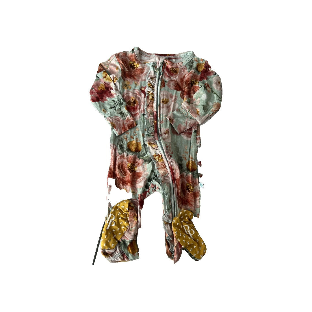 Posh Peanut Girls Mint | Flowers Pajamas Size: 6-9 months Mint | Flowers