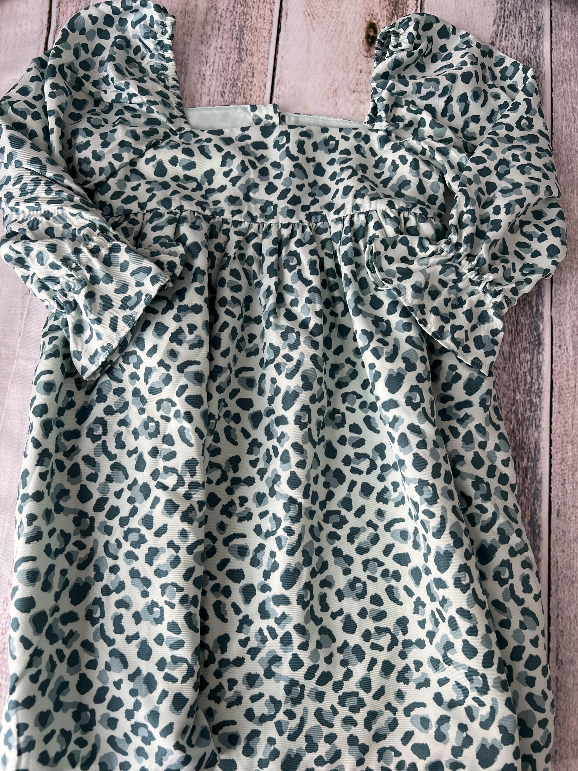 Janie and Jack Girls Mint | Forest Green | Leopard print Dress Size: 4T Mint | Forest Green | Leopard print