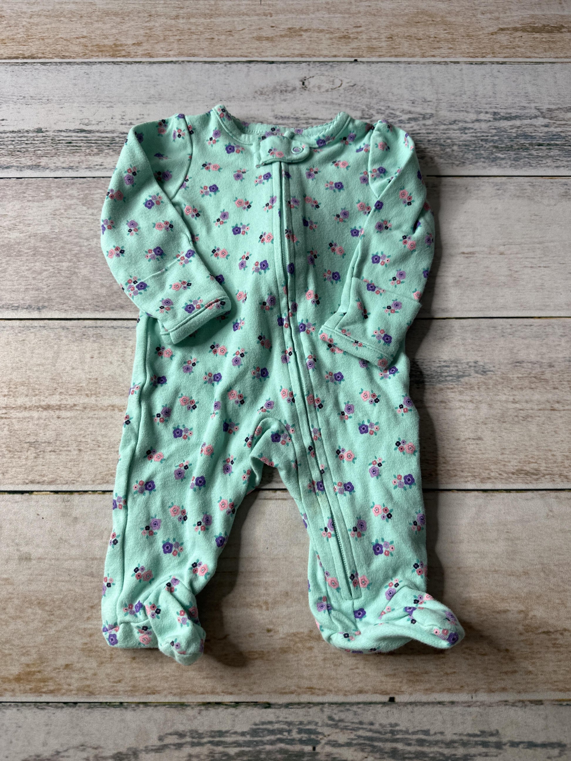 Girls Mint | Pink floral Pajamas Size: Newborn Mint | Pink floral