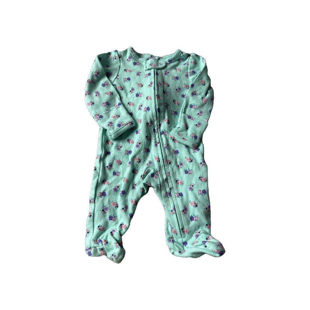 Girls Mint | Pink floral Pajamas Size: Newborn Mint | Pink floral