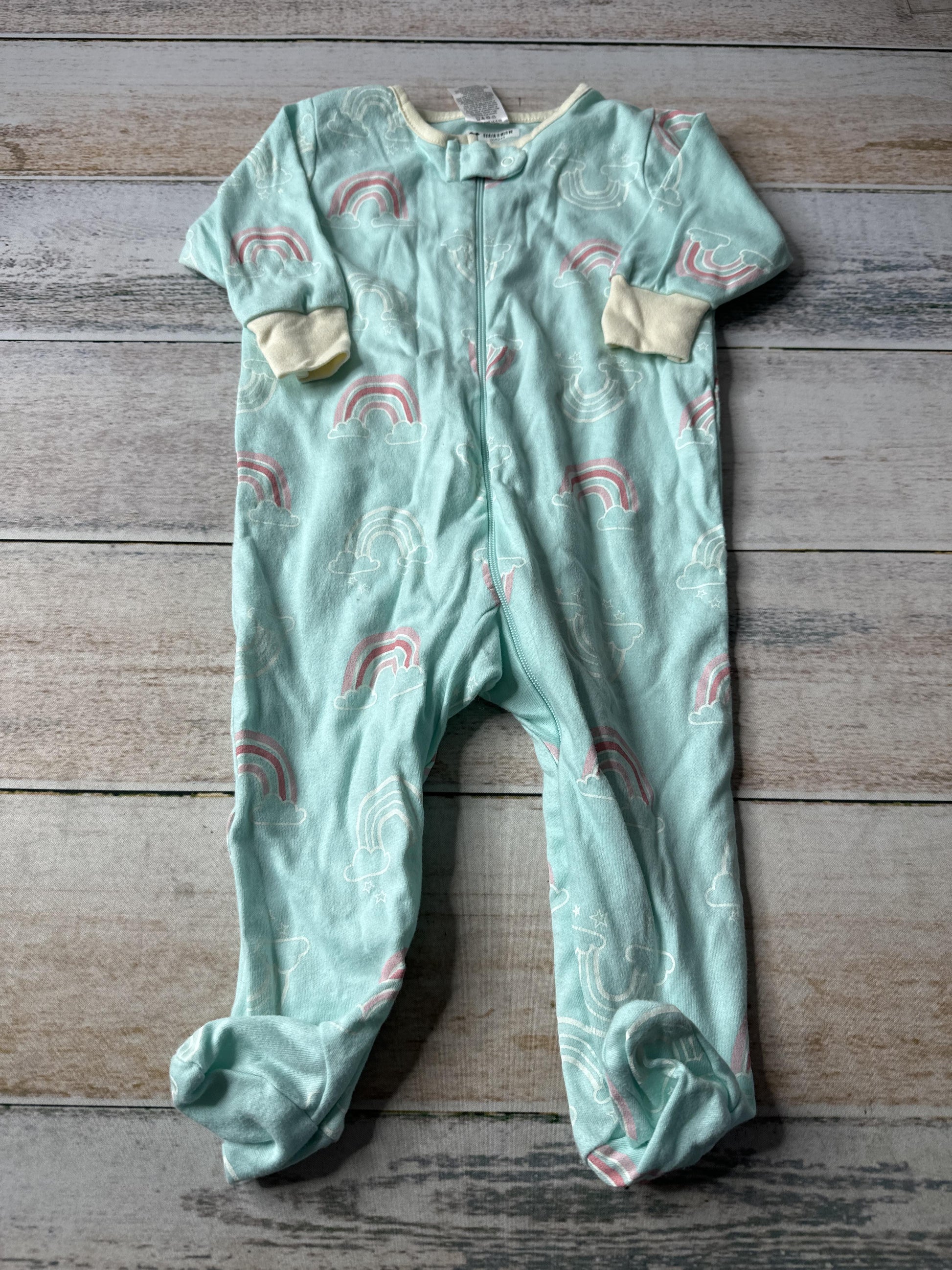 Gerber organic Girls Mint | Rainbow Pajamas Size: 3-6 months Mint | Rainbow