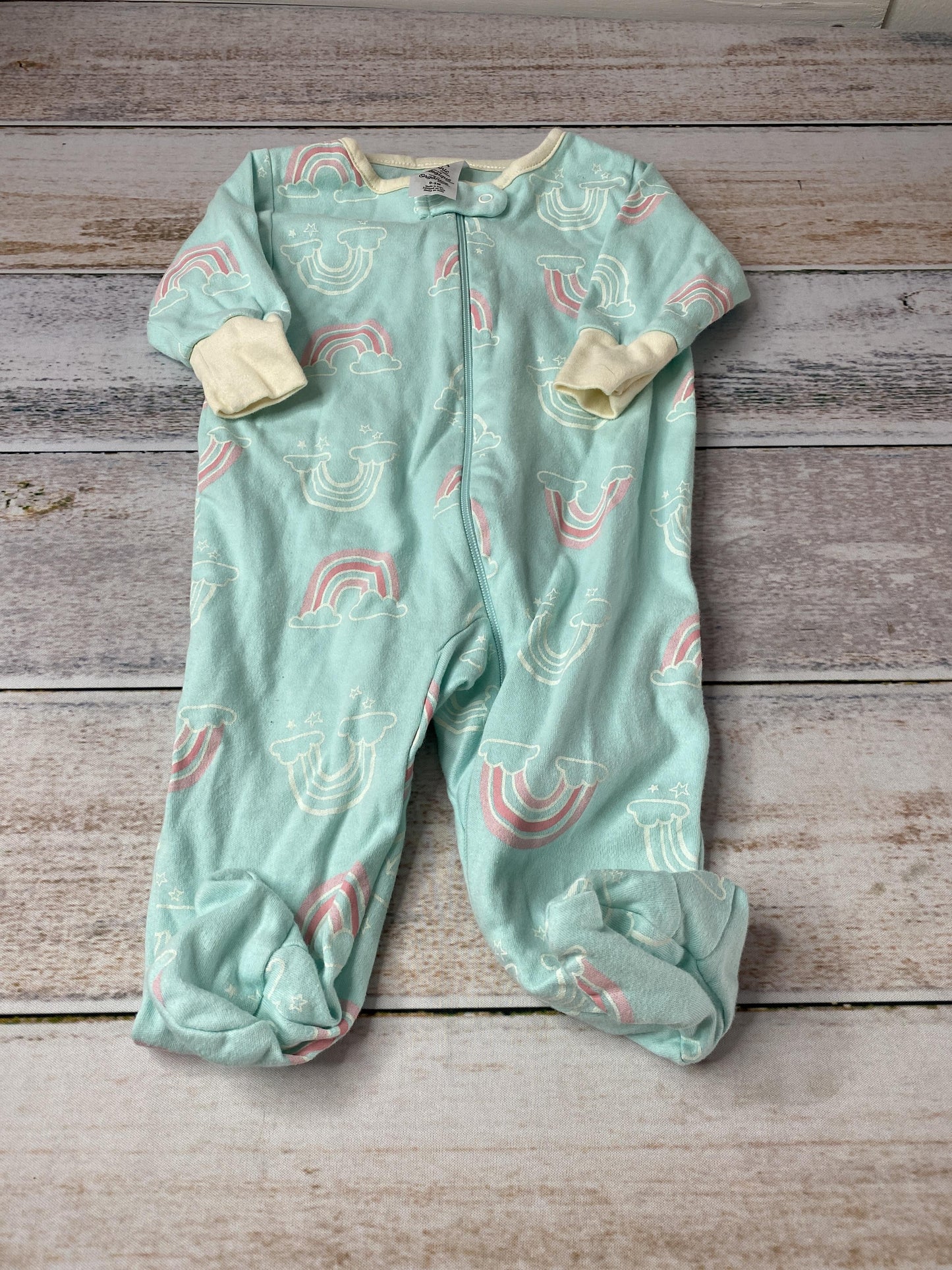 Gerber organic Girls Mint | Rainbow Pajamas Size: 0-3 months Mint | Rainbow