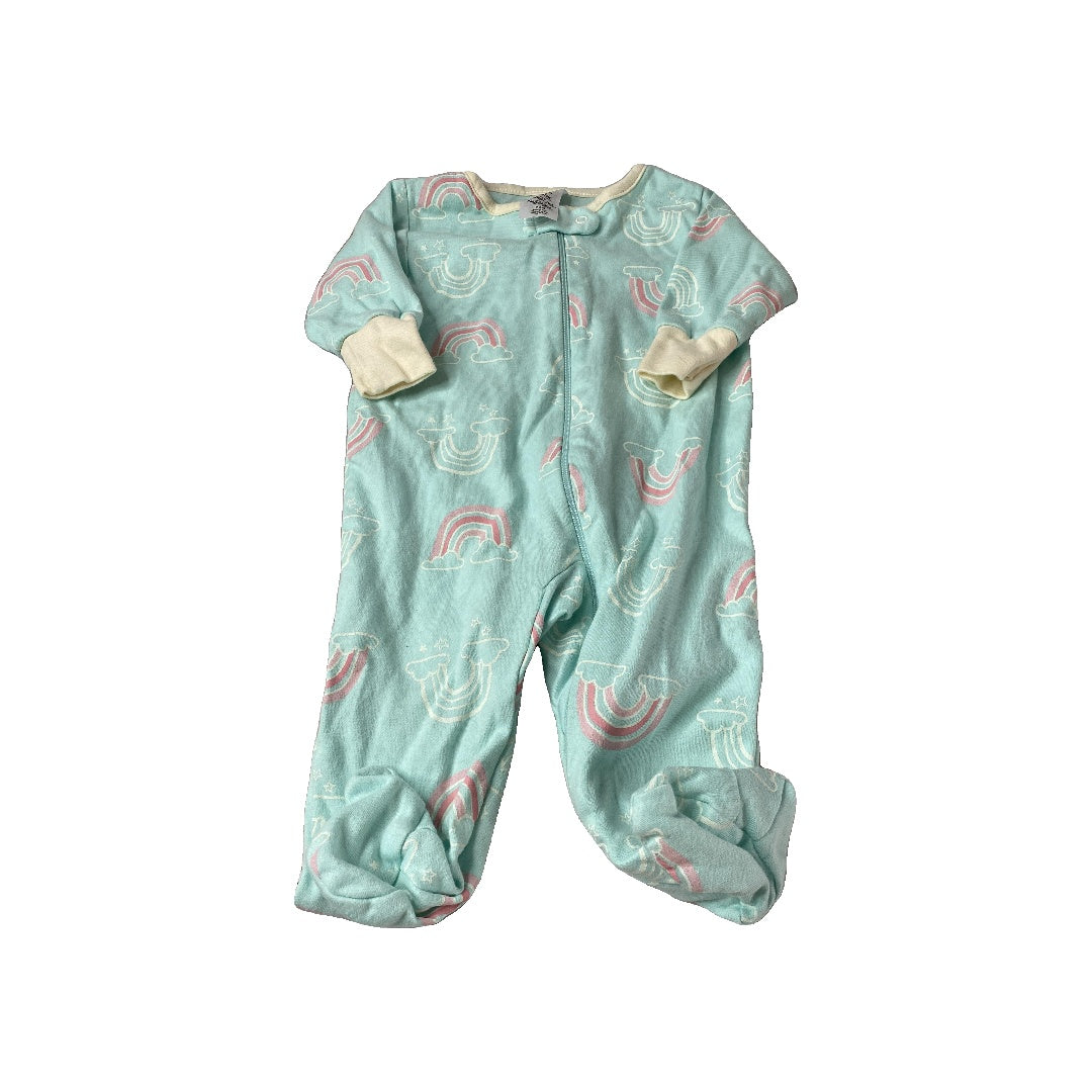 Gerber organic Girls Mint | Rainbow Pajamas Size: 0-3 months Mint | Rainbow