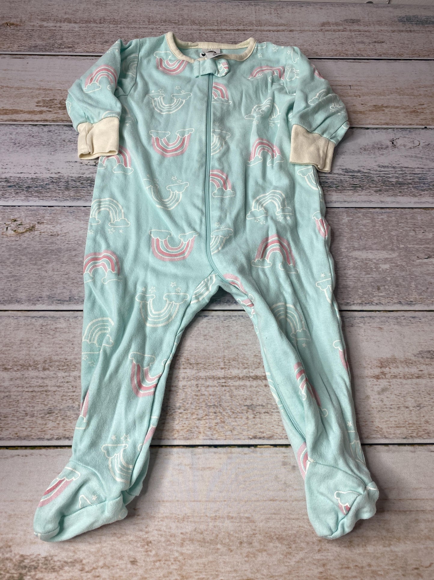 Gerber organic Girls Mint | Rainbow Pajamas Size: 3-6 months Mint | Rainbow