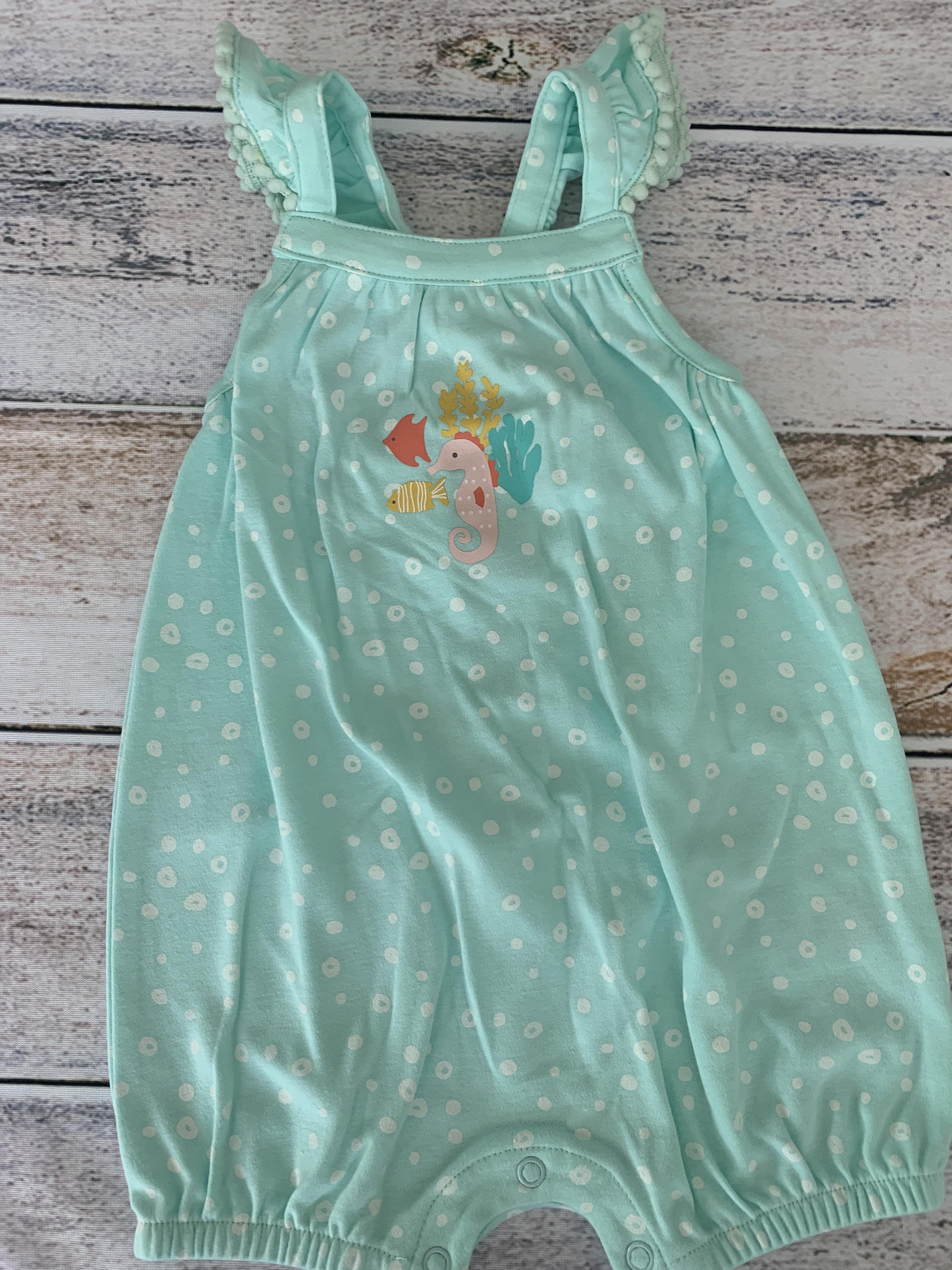 Mac & Moon Girls Mint | Sea Animals Romper Size: 9 months Mint | Sea Animals