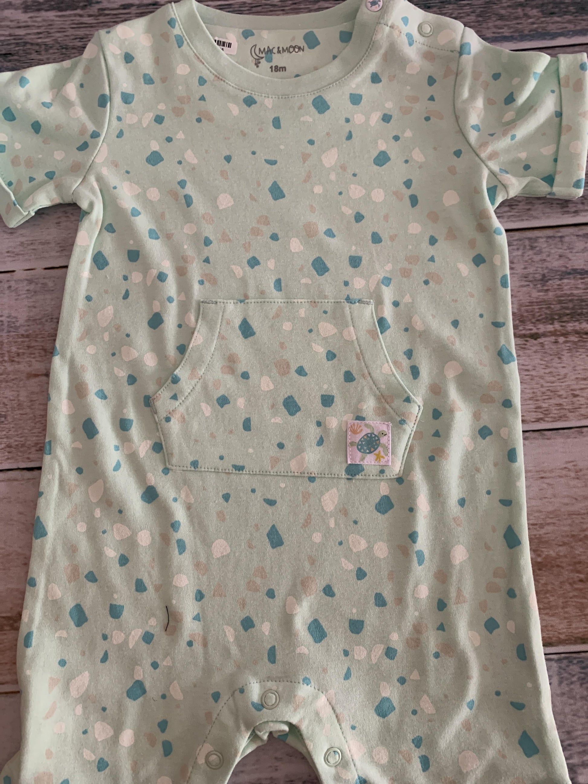 Mac & Moon Boys Mint | Terrazo Onesie Size: 18 months Mint | Terrazo