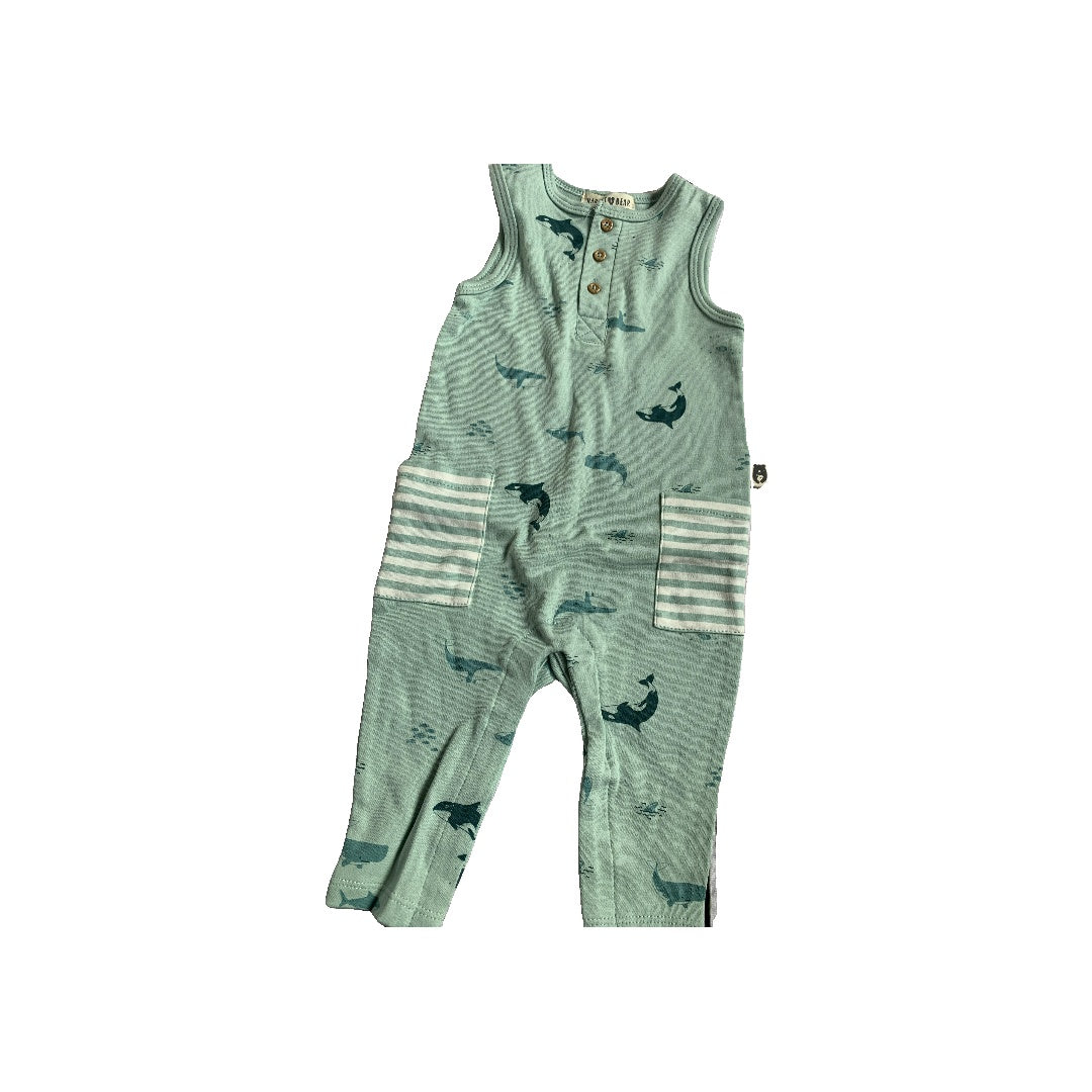 Rabbit Bear Boys Mint | whales | Sea Animals Romper Size: 3-6 months Mint | whales | Sea Animals