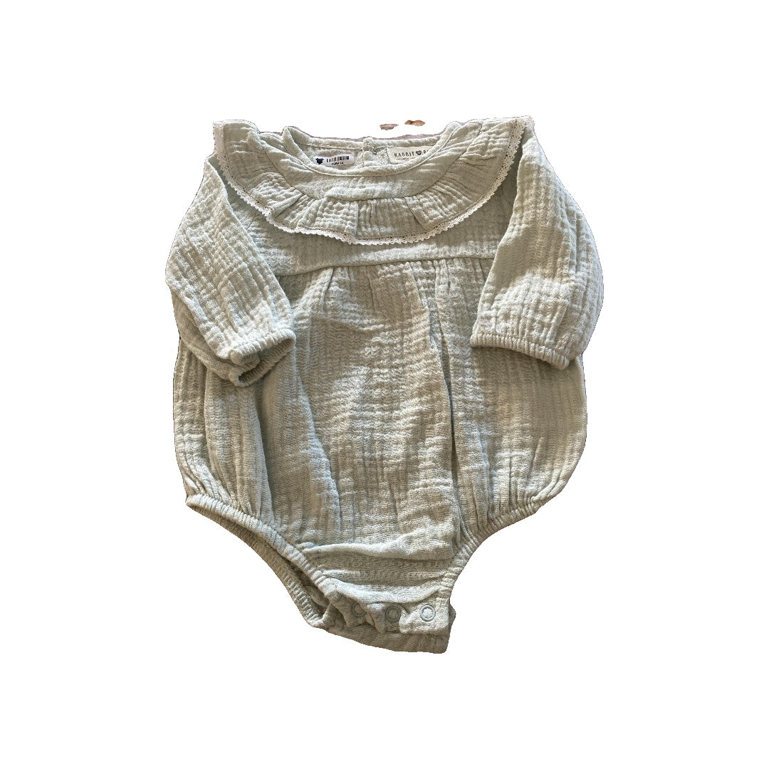Rabbit Bear Girls Mint Button Down Short Sleeve Size: 3-6 months Mint