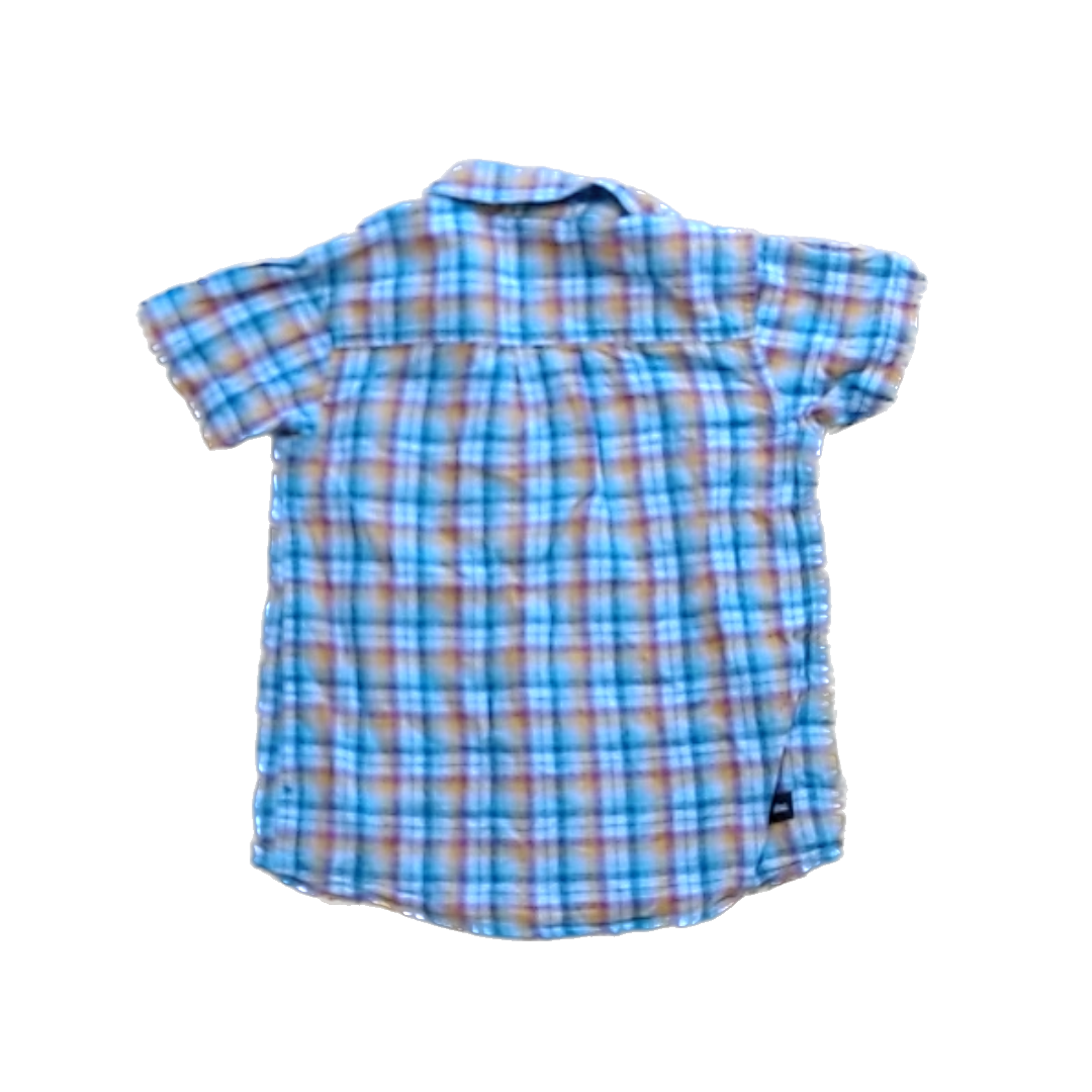 Tea Collection Boys Multi-Colored Flannel Button Down Short Sleeve Size: 3T Multi-Colored Flannel