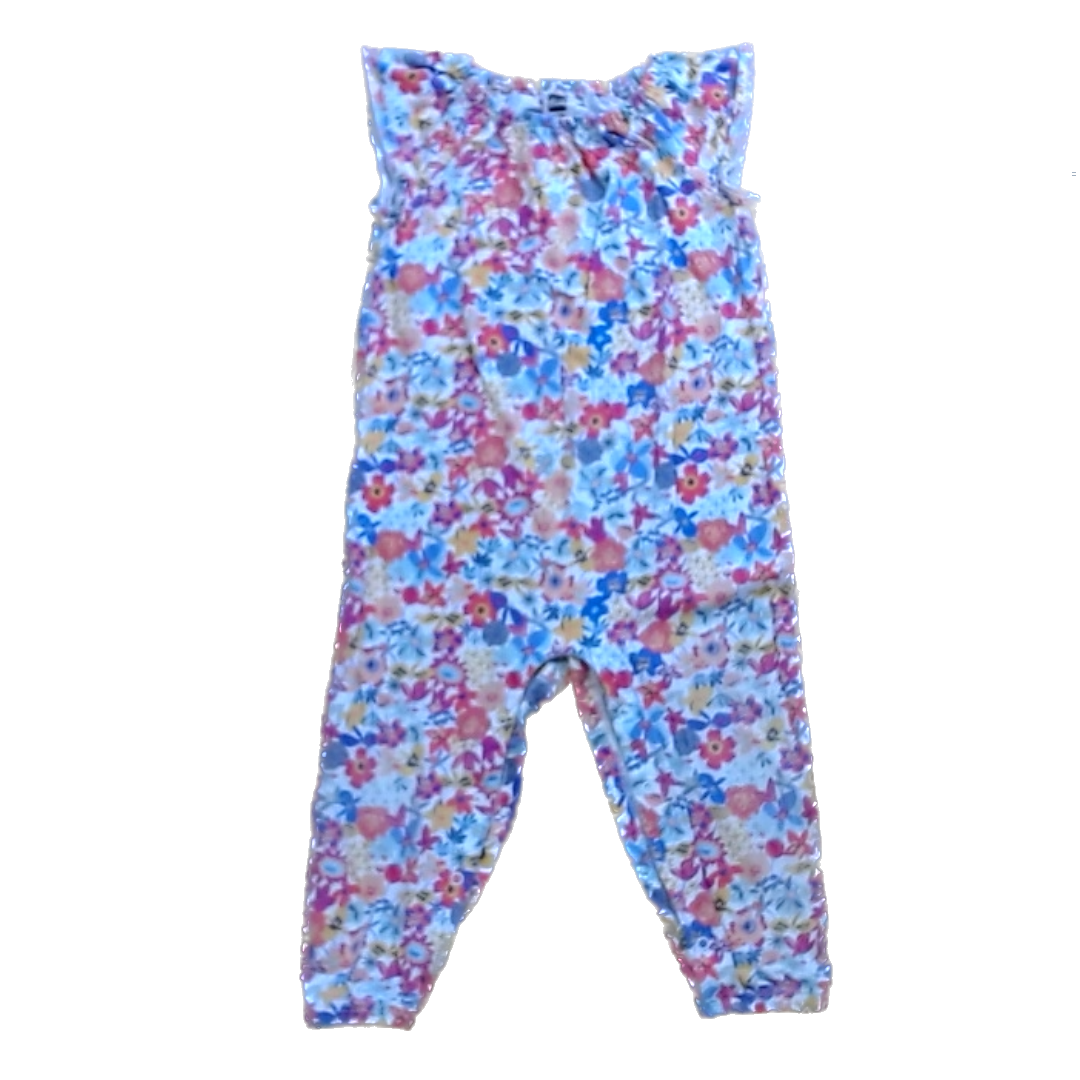 Tea Collection Boys Multi-Colored Floral Romper Size: 18-24 Months Multi-Colored Floral