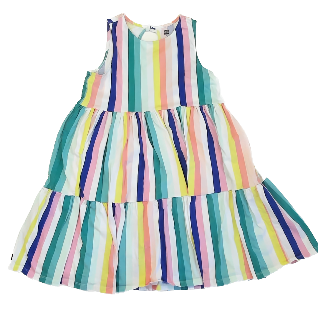 Tea Collection Girls Multicolor Stripes | Short Sleeve Dress Size: 12 Years Multicolor Stripes | Short Sleeve