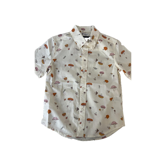 Nordstrom Boys Mushrooms | cream Button Down Short Sleeve Size: 3T Mushrooms | cream