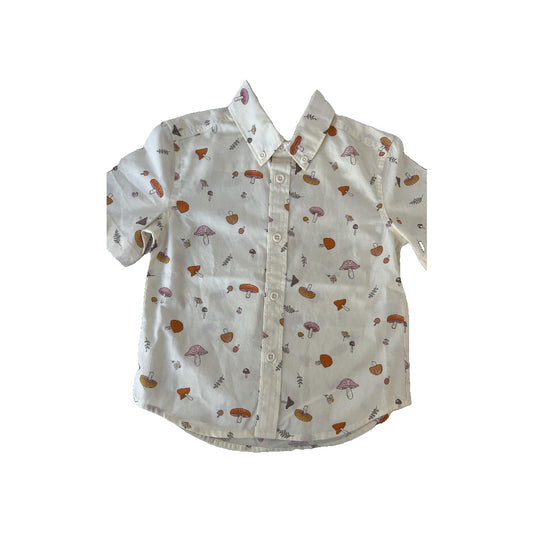 Nordstrom Boys Mushrooms | cream Button Down Short Sleeve Size: 2T Mushrooms | cream
