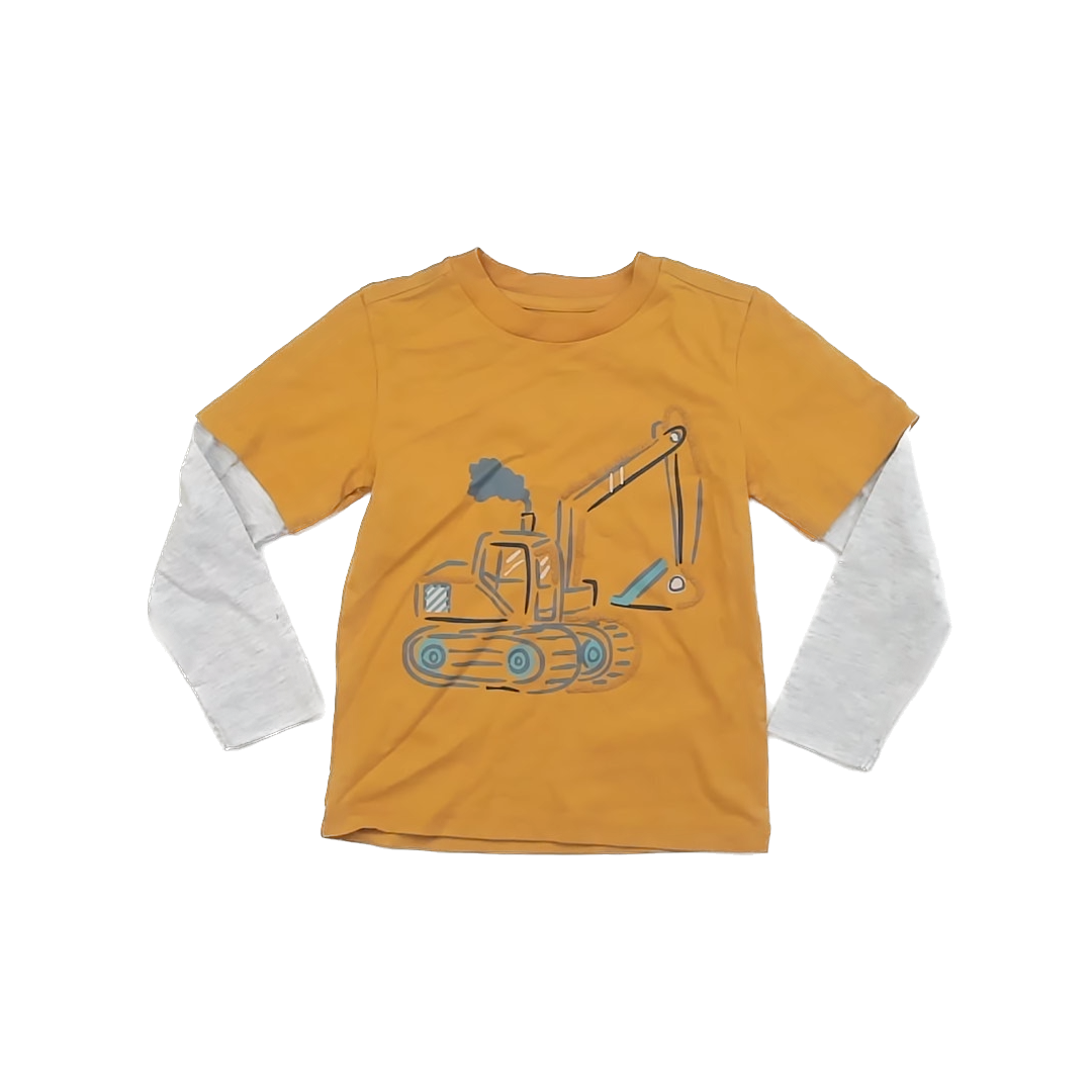 Kids Headquarter's Boys Mustard Construction Long Sleeve T-Shirt Size: 6 Years Mustard Construction