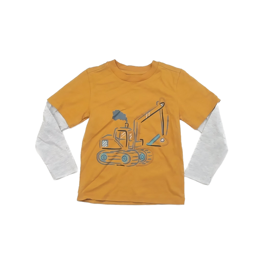 Kids Headquarter's Boys Mustard Construction Long Sleeve T-Shirt Size: 6 Years Mustard Construction