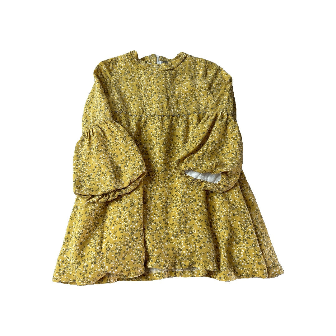 Yellowsub Girls Mustard | Flowers Dress Size: 3-4 Years Mustard | Flowers