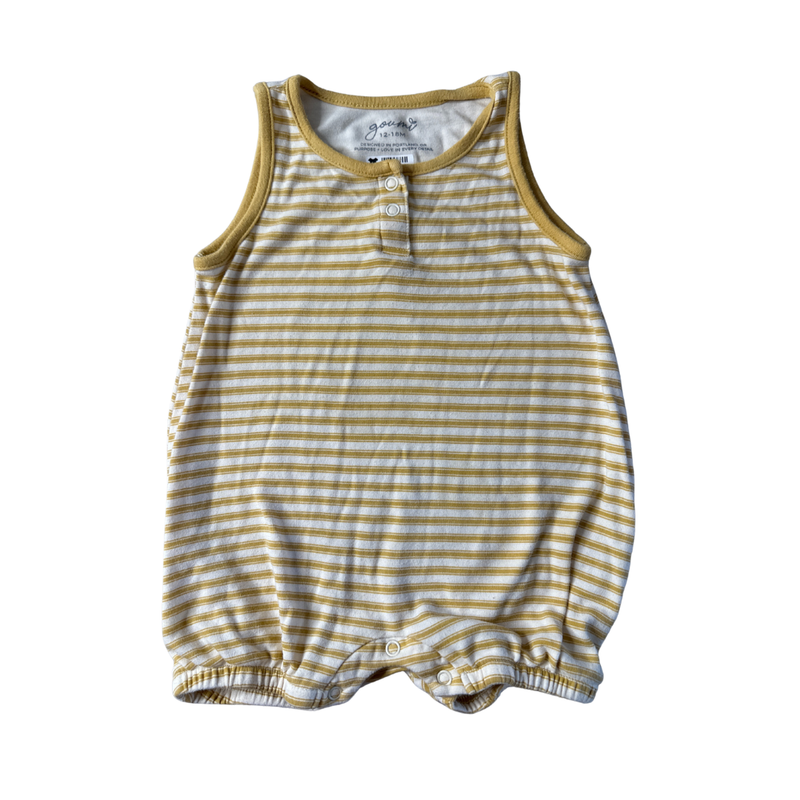 Goumi Unisex Mustard | Striped Romper Size: 12-18 months Mustard | Striped