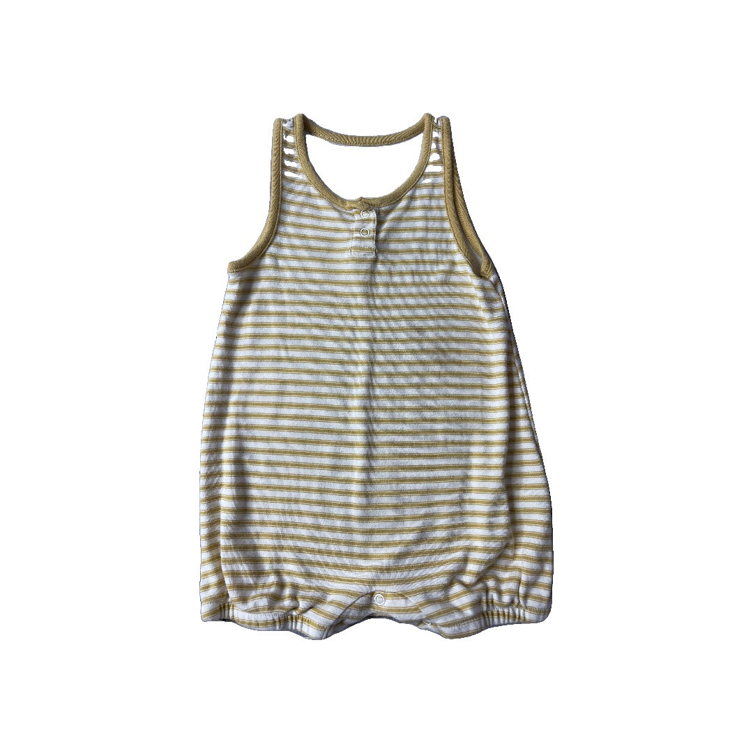 Goumi Unisex Mustard | Striped Romper Size: 2T Mustard | Striped