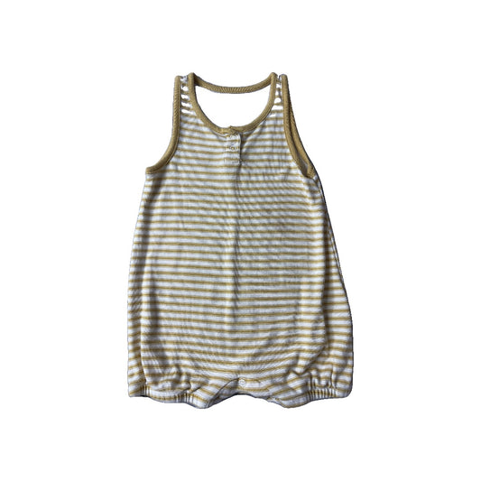 Goumi Unisex Mustard | Striped Romper Size: 2T Mustard | Striped