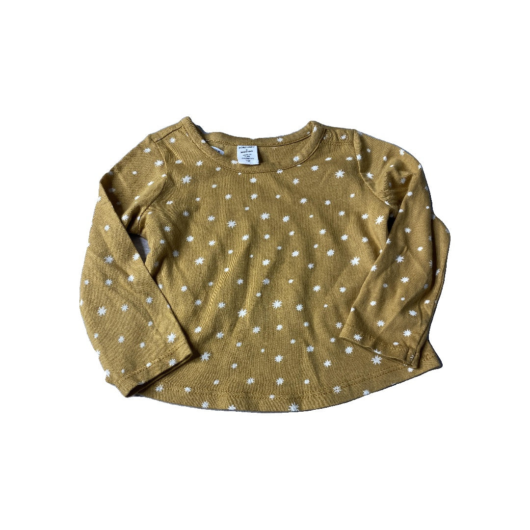 Nordstrom Girls Mustard | White | Stars Long Sleeve Shirt Size: 9 months Mustard | White | Stars