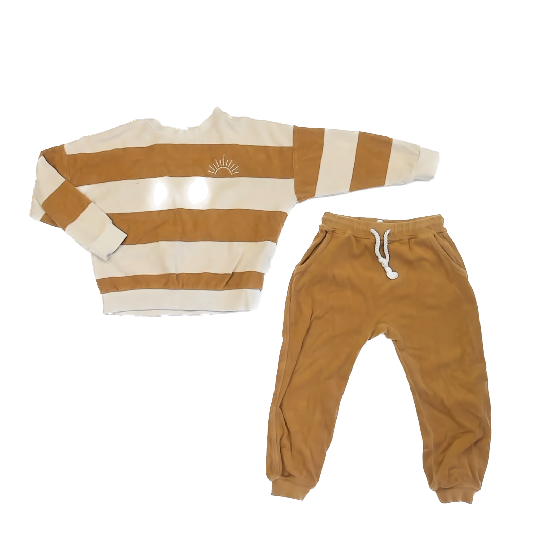Rylee + Cru Unisex Mustard | White Stripe Apparel Sets Size: 4-5T Mustard | White Stripe