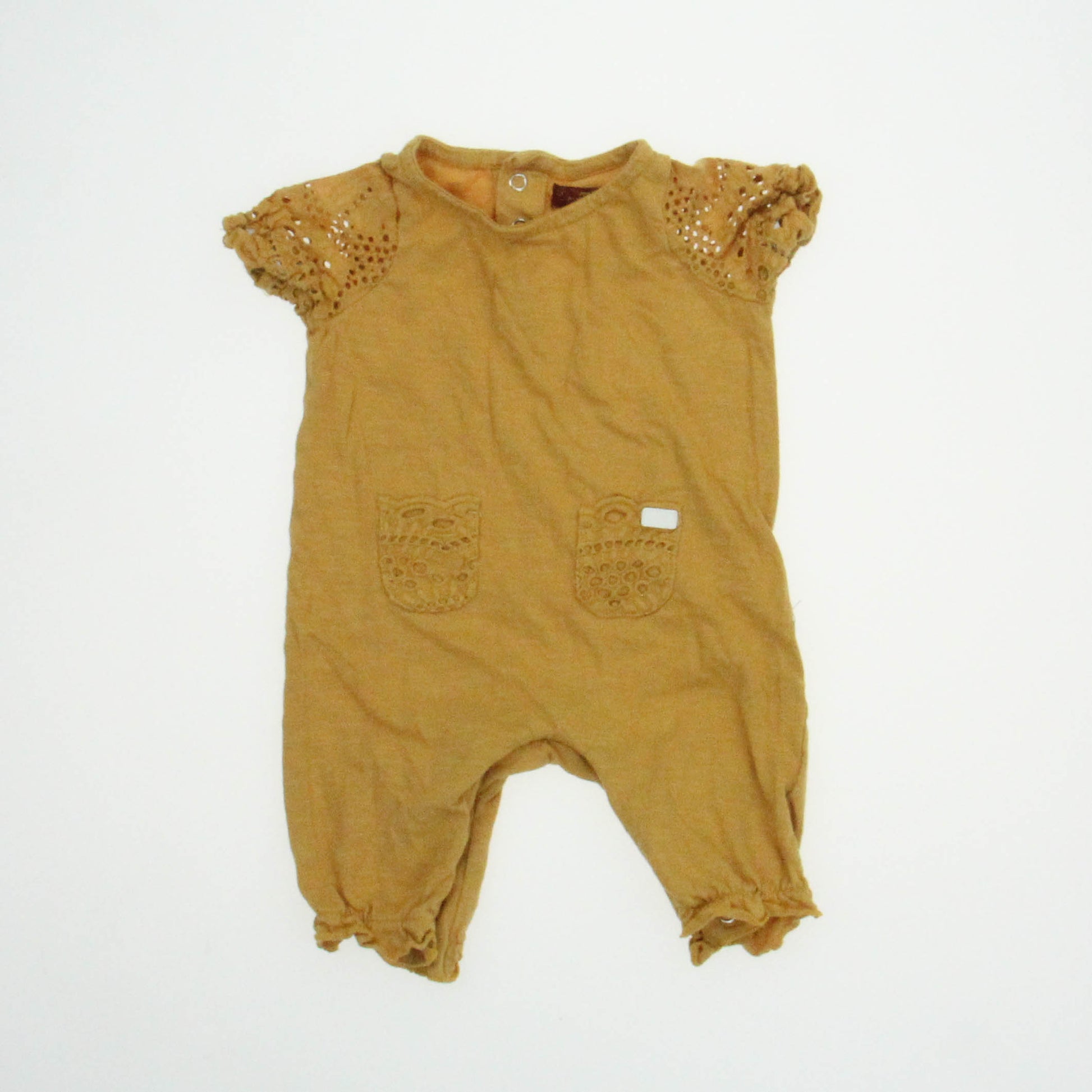 7 for all Mankind Girls Mustard Romper Size: 0-3 Months Mustard