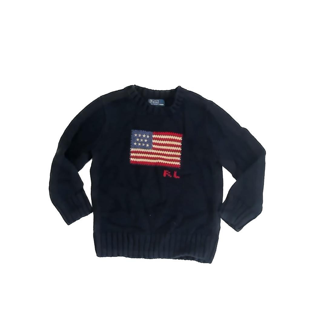 Ralph Lauren Unisex Navy American Flag Sweater Size: 5T Navy American Flag